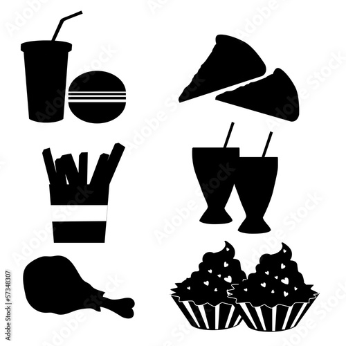 silhouettes of fast food