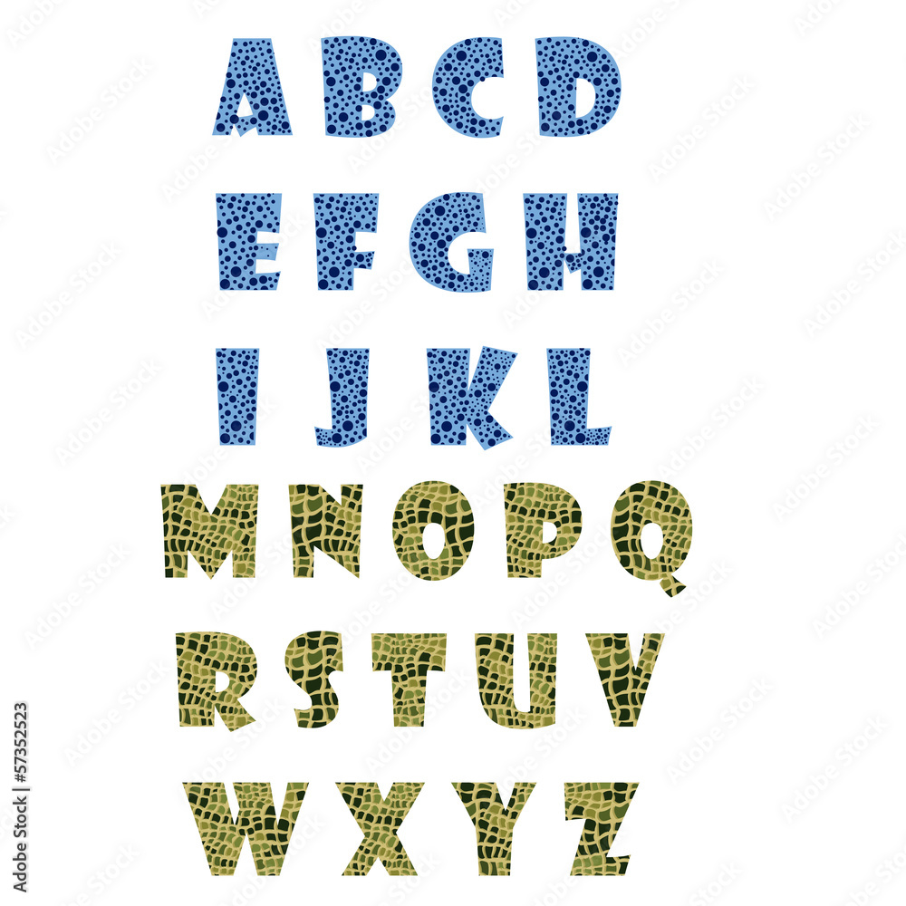 blue and green alphabet