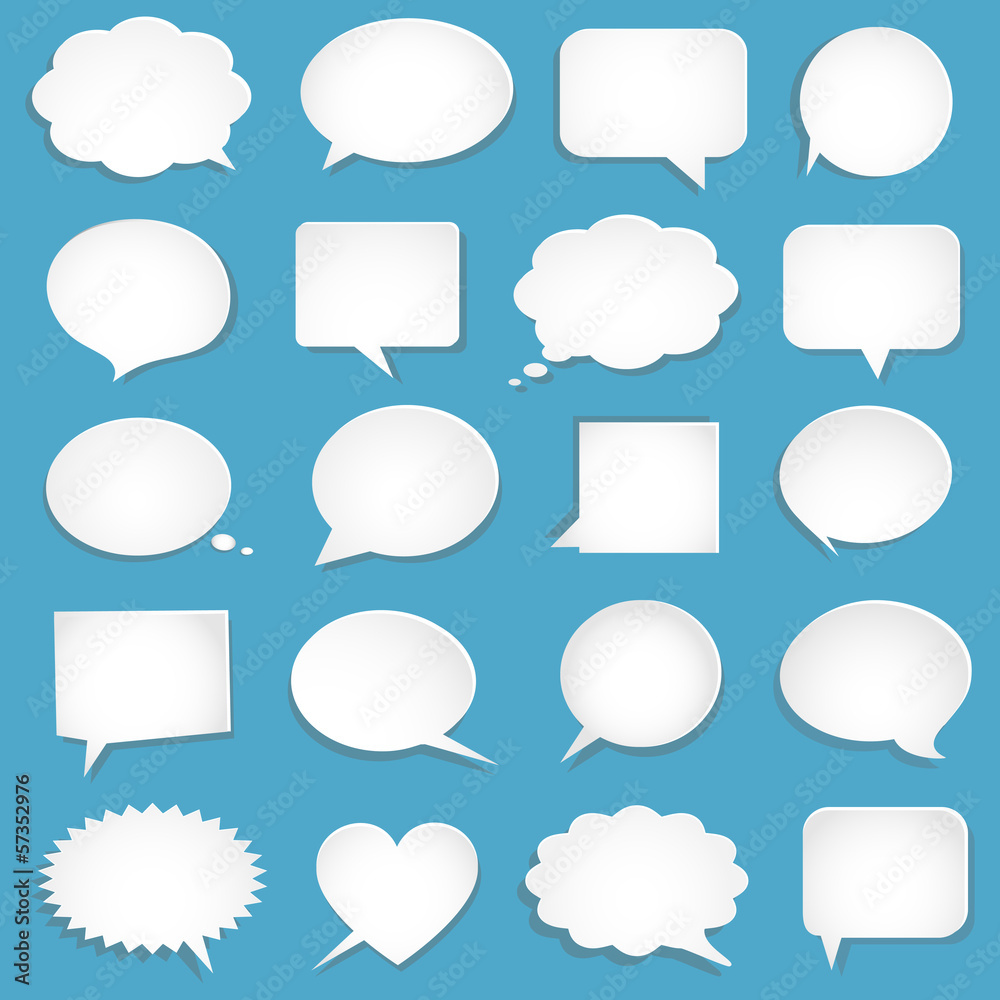Vector blank empty white speech bubbles Vector blank empty white speech bubbles