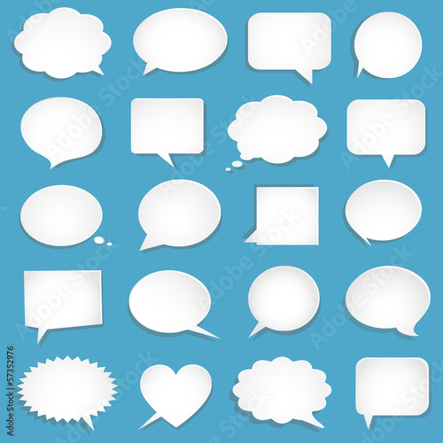 Vector blank empty white speech bubbles