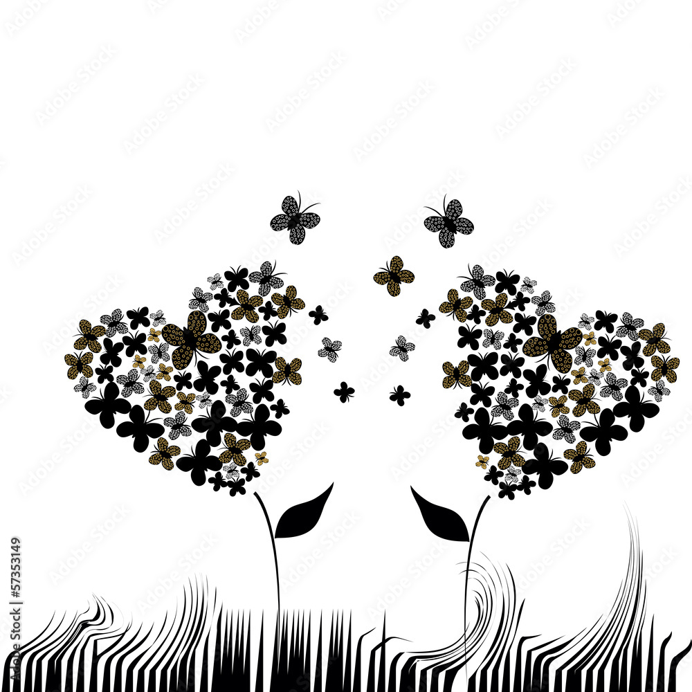 Naklejka premium two heart flowers