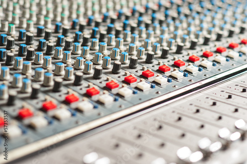 Large sound mixer equipment in studio