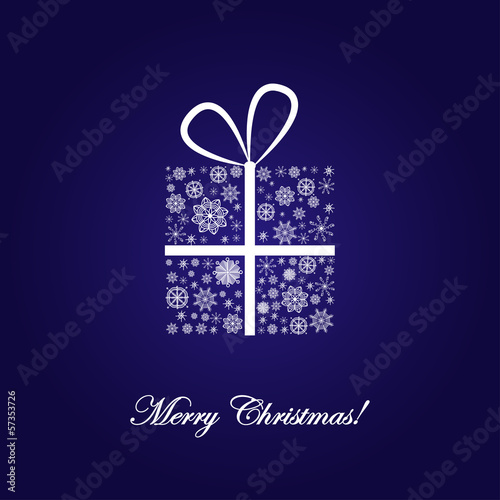 Christmas gift on a blue background
