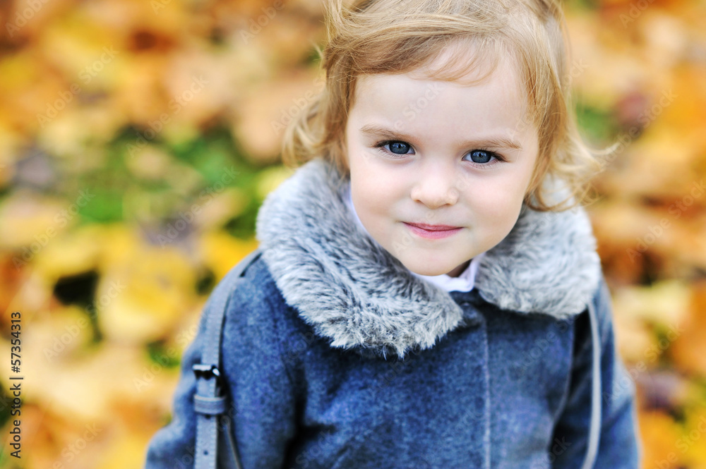 Cute little girl in autumn park