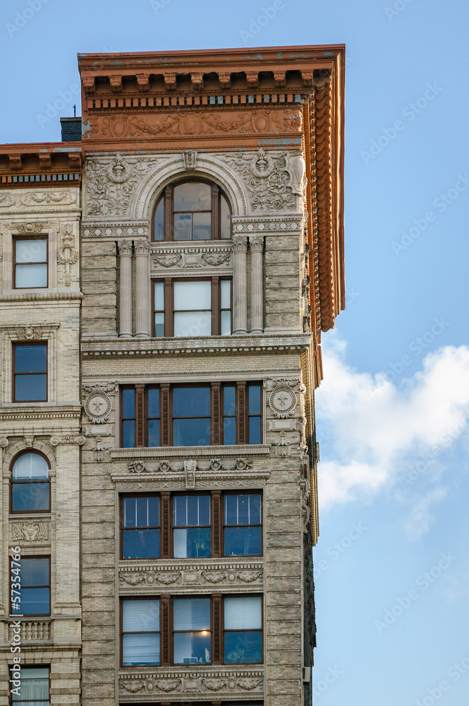 Architectural details on Soho building, Manhattan, New York