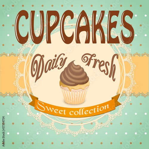 banner for cafe with cupcake