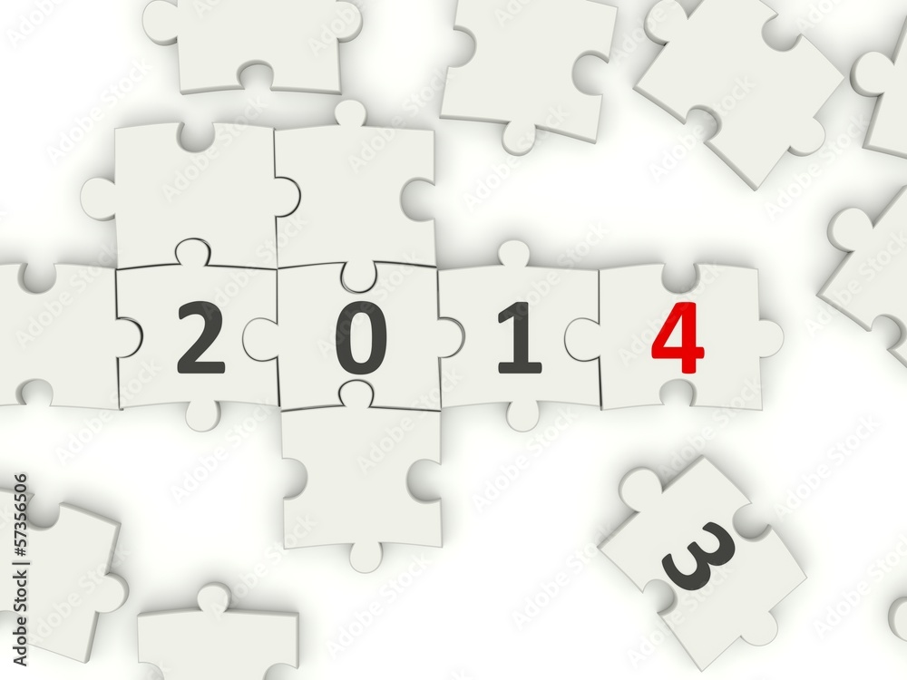 2014 New year symbol on puzzle 2014 New year symbol on puzzle