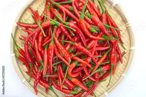 Canvas Print group of red chilies on white background
