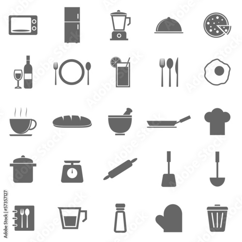 Kitchen icons on white background