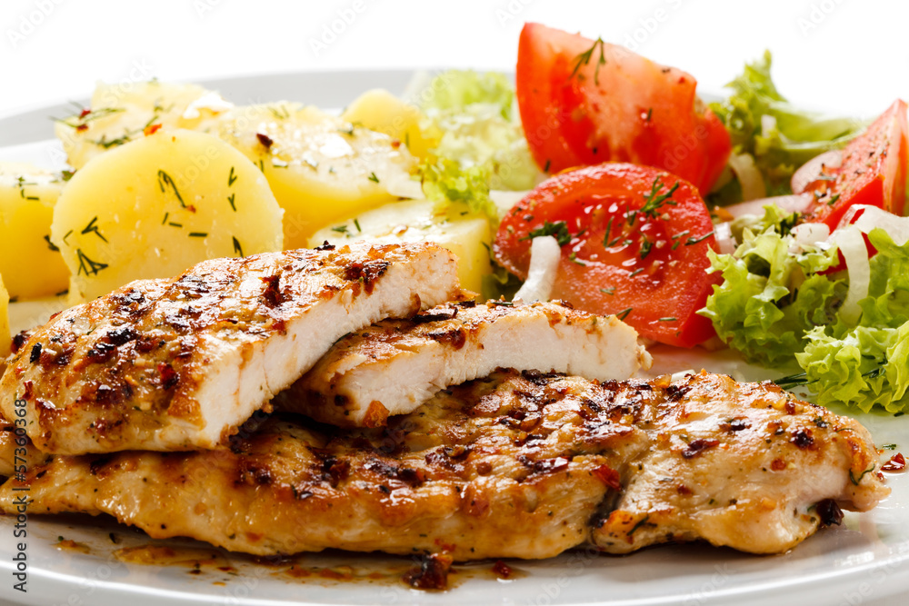 Grilled chicken breast and vegetables Grilled chicken breast and vegetables