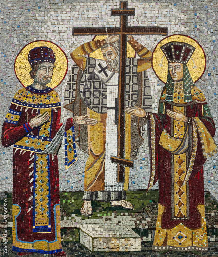 Mosaic icon of Saint Konstantin and Saint Helena Stock Photo | Adobe Stock