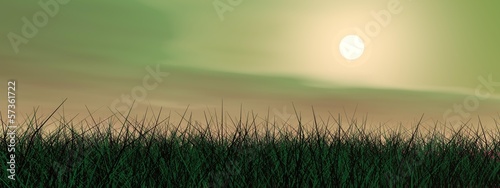 Green sunset - 3D render
