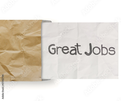 great jobs on crumpled paper with recycle envelope background
