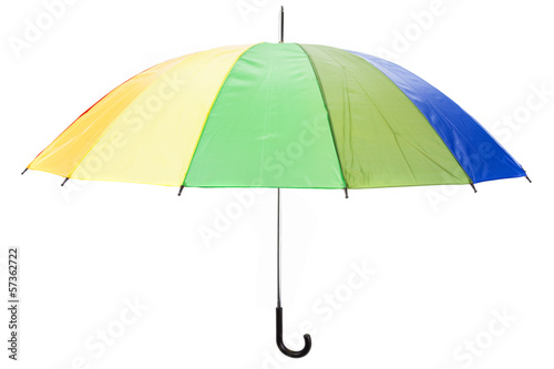 Big multicolored umbrella isolated on white background