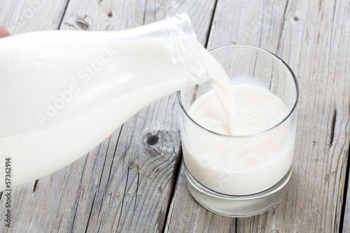 Bottle and glass of milk photo