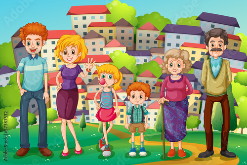 A hilltop with a big family
