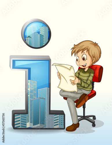 A man reading beside the number one symbol