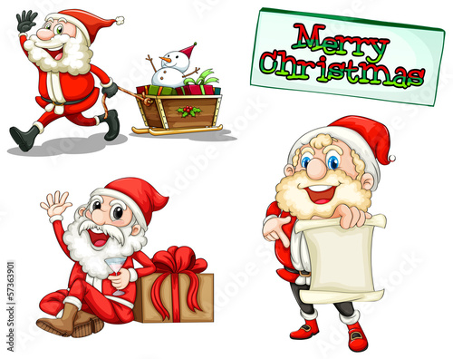 Three smiling Santas