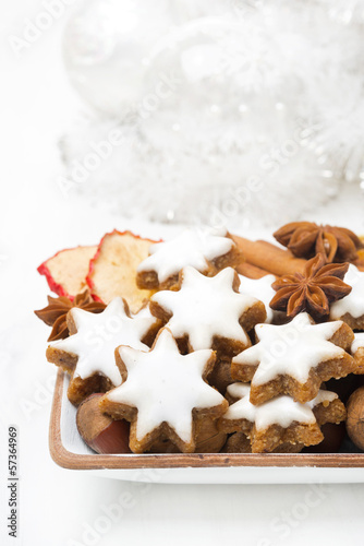 star cookies, nuts, spices, Christmas decorations