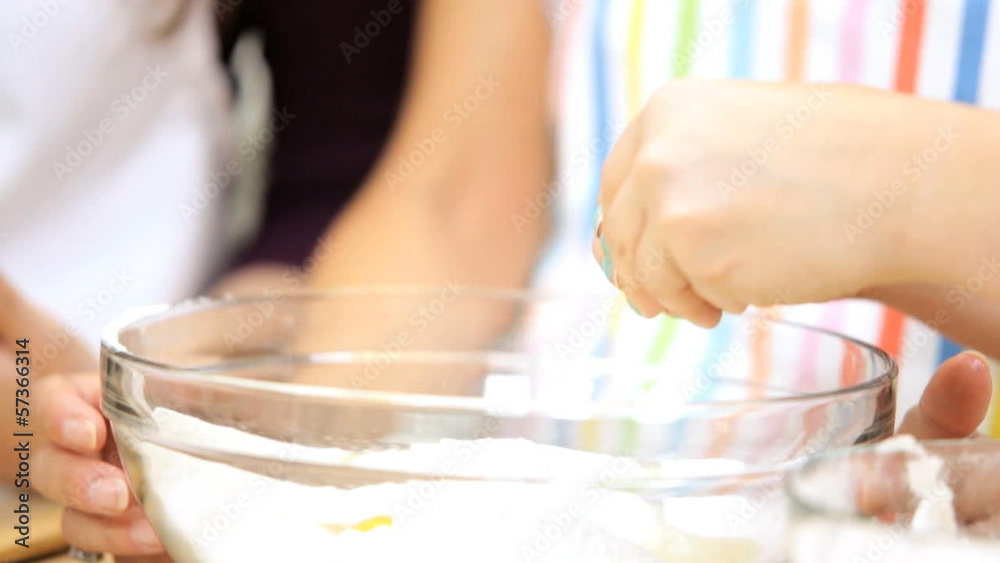 Teenage Caucasian Girls Mom Tablet Baking Hands Close Up Teenage Caucasian Girls Mom Tablet Baking Hands Close Up
