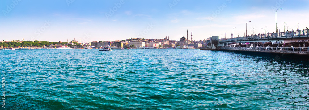 Bosporus with Golden Horn and Galata bridge, Istanbul, Turkey