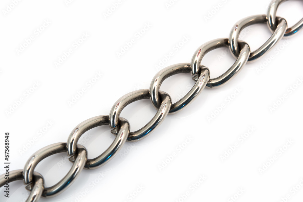 closeup of a metal chain link segment closeup of a metal chain link segment