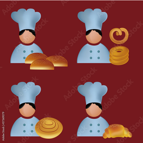 four wheat products and a cook