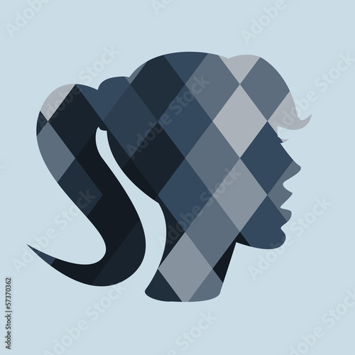 Profile of a young girl in origami style