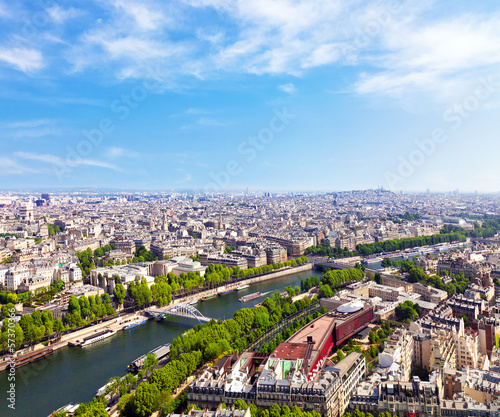 Aerial view of Paris architecture from the Eiffel tower