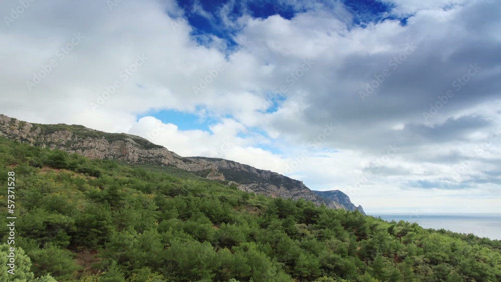 Movement of the clouds on the mountain bay Aya. Crimea, Ukraine Movement of the clouds on the mountain bay Aya. Crimea, Ukraine