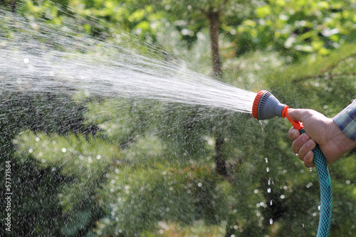 a man watering the garden