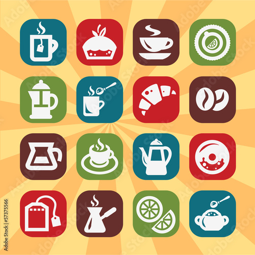 color coffee and tee icons