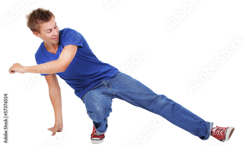 Handsome young man dancing ...
