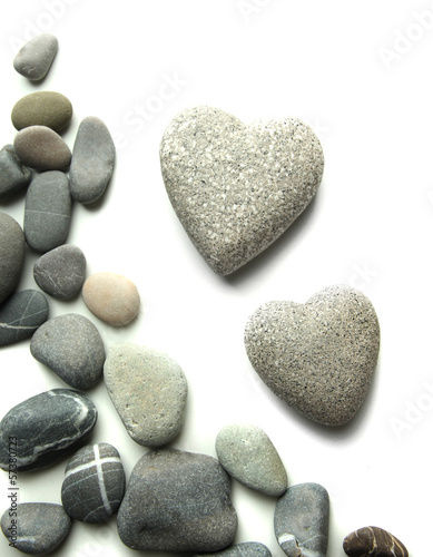 Grey stones in shape of heart, isolated on white