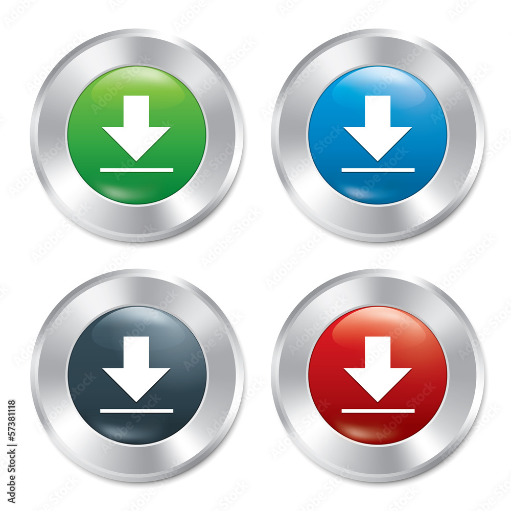 Metallic download buttons template set. Metallic download buttons template set.