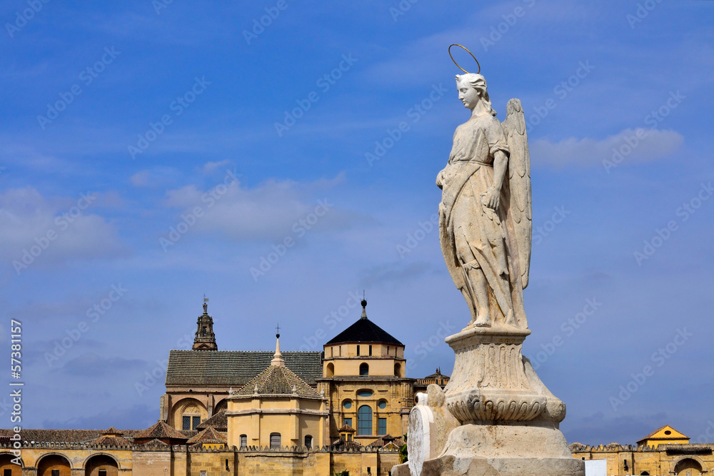 St.Raphael Statue with Mosque of Cordoba in background