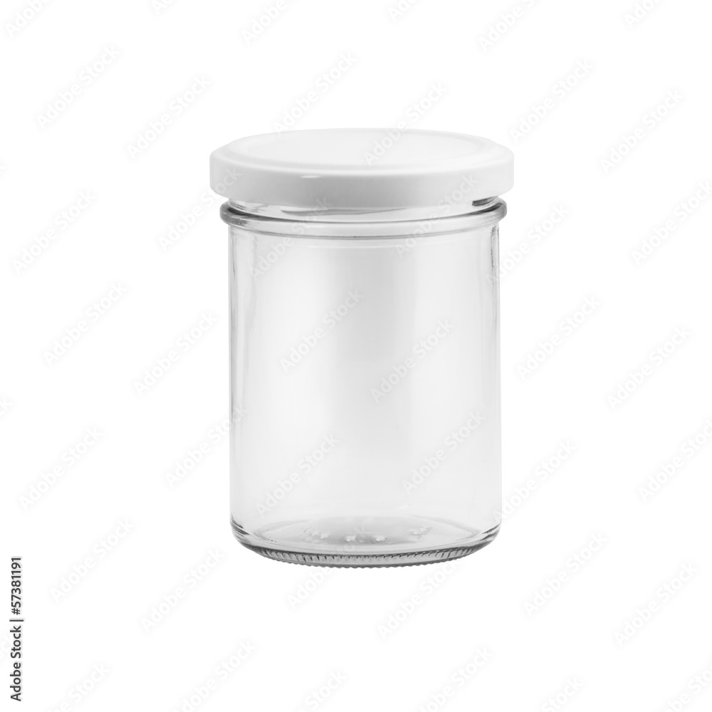 empty glass jar isolated in white background