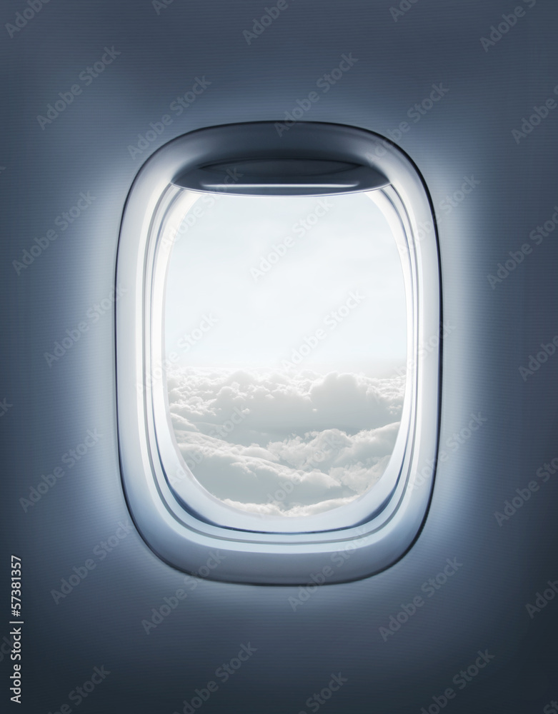 Naklejka premium okno samolotu