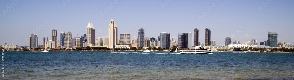 Beautiful Sunny Day San Diego California Panoramic Downtown City
