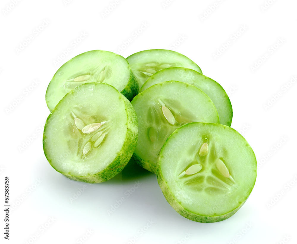 Fresh cucumber slice isolated on white background Fresh cucumber slice isolated on white background