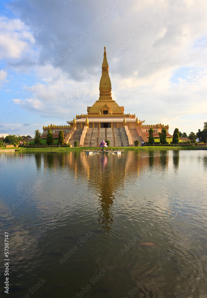 Golden pagoda mahamongkol bua in roiet Province Thailand