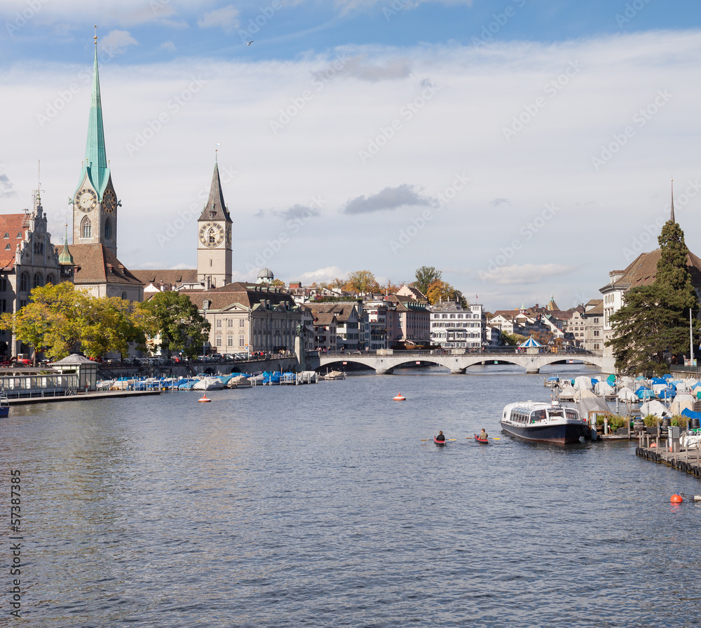 Zurich, view along the Limmat river