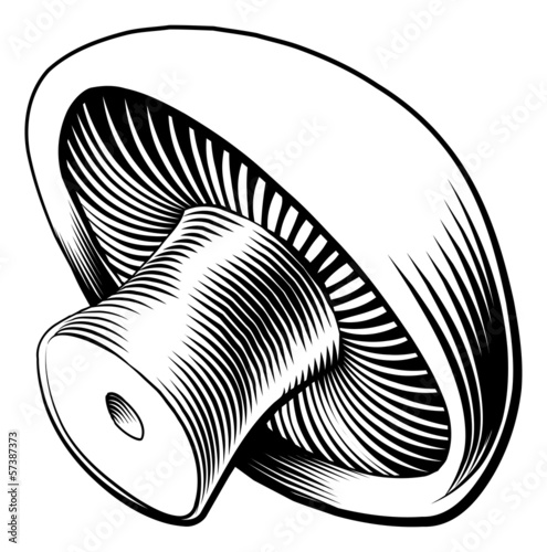 Vintage retro woodcut mushroom