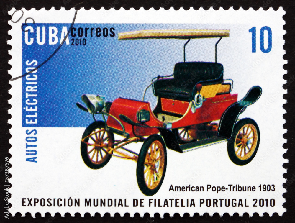 Postage stamp Cuba 2010 Pope-Tribune, Electric Car, 1903