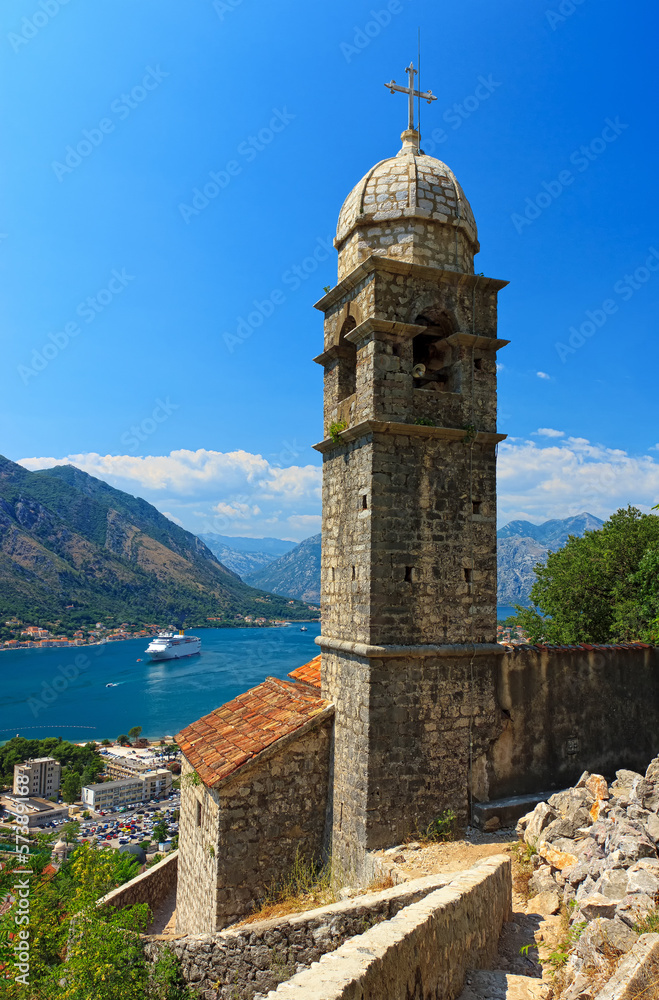 View of beautiful church in Kotor old town