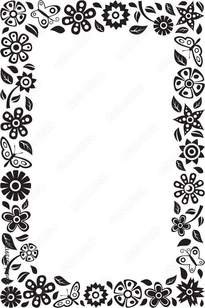 Flower frame with butterflies Flower frame with butterflies