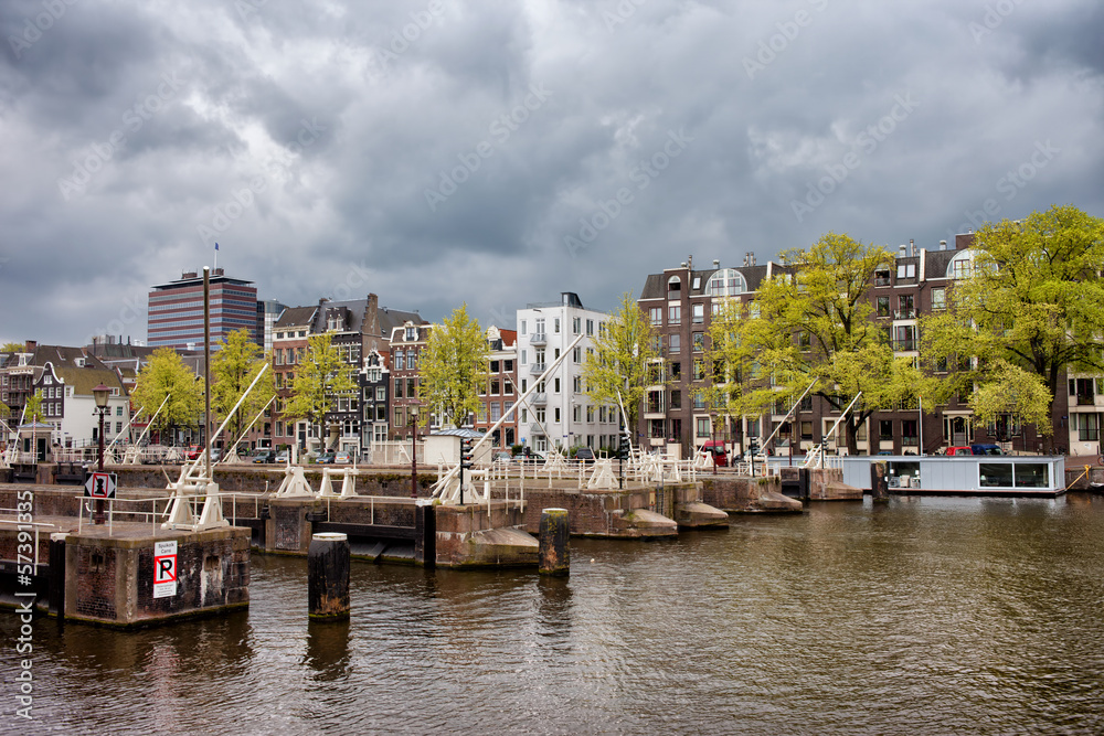Amsterdam Skyline from the Amstel River