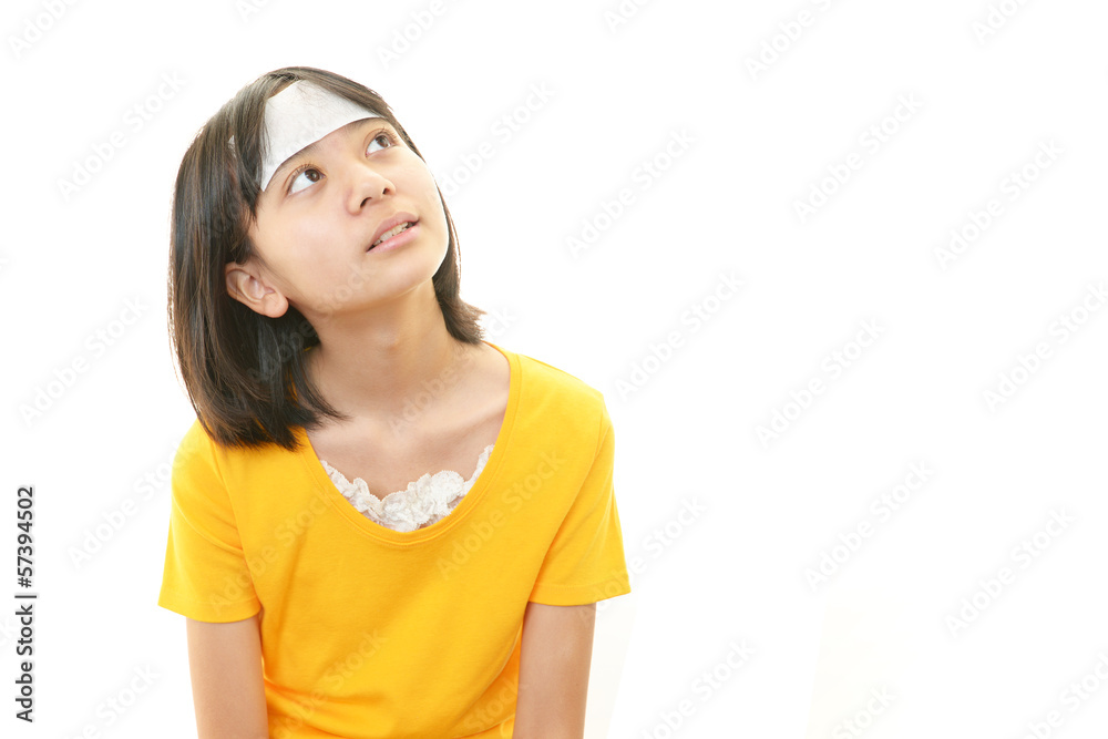 風邪にり患した女の子 風邪にり患した女の子