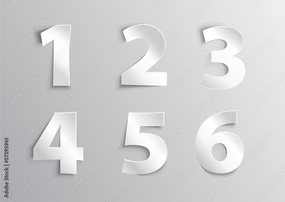 Alphabet white number letter with shadow 1, 2, 3, 4, 5, 6 Alphabet white number letter with shadow 1, 2, 3, 4, 5, 6