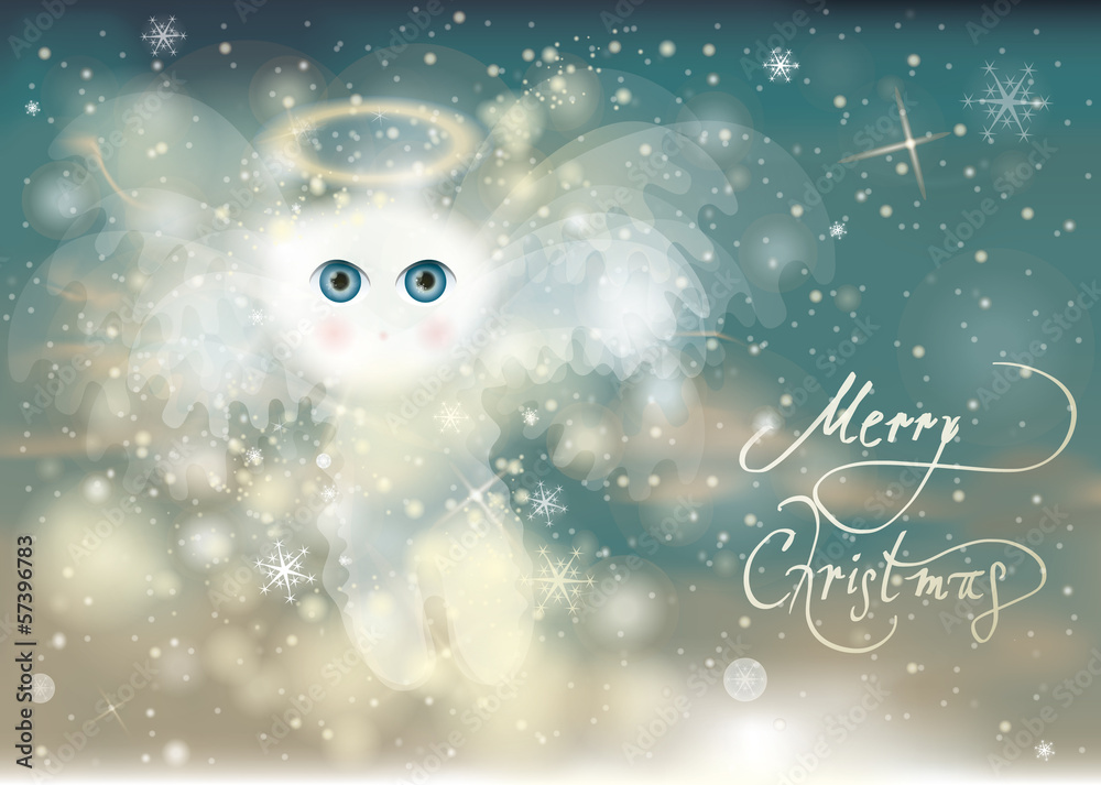 Adorable Cherub / Christmas angel with beautiful blue eyes